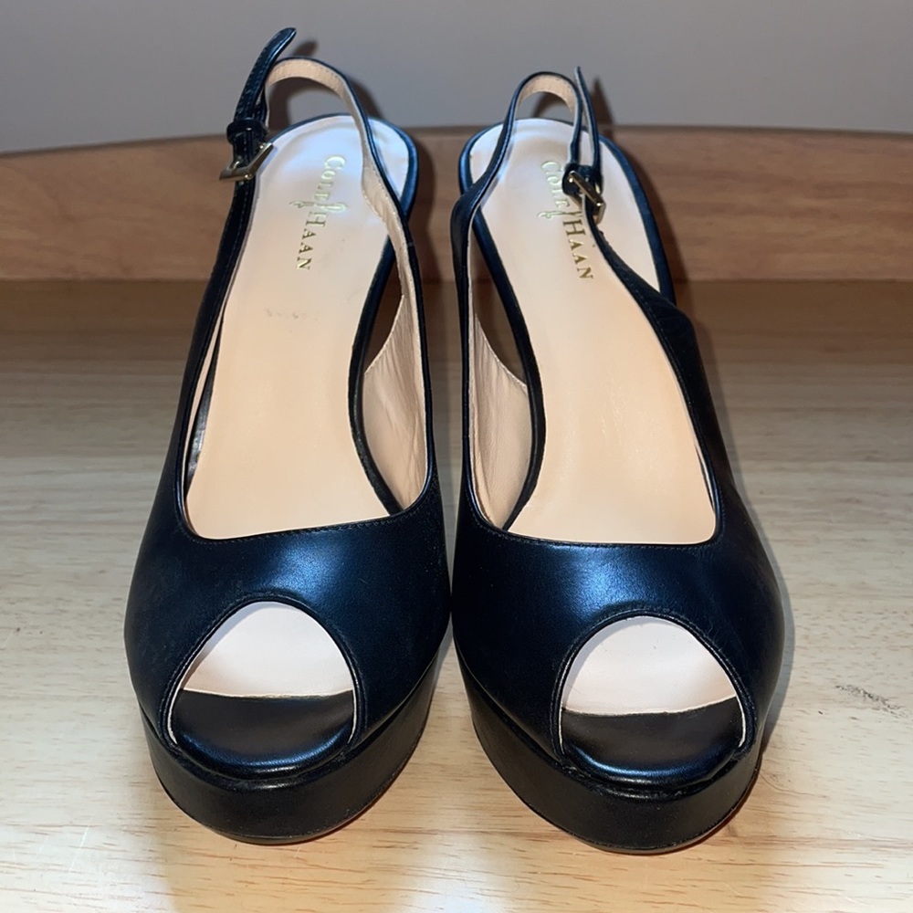 NWOT Cole Haan black slingback platform pumps 6.5